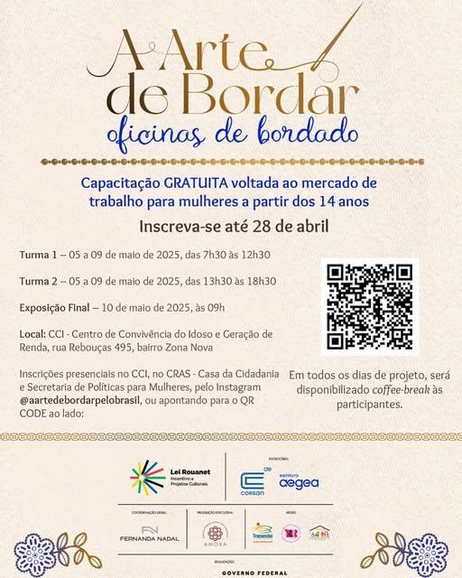 A ARTE DE BORDAR, OFICINA DE BORDADO CHEGA A TRAMANDAÍ