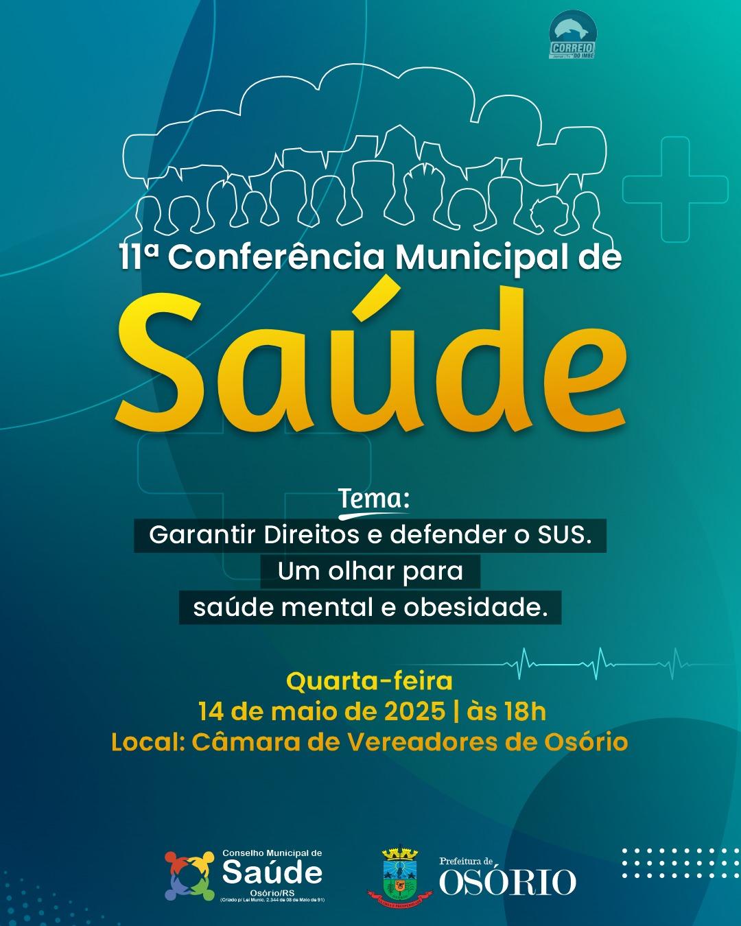 11ª Conferência Municipal de Saúde será realizada no próximo dia 14 na Câmara de Vereadores de Osório