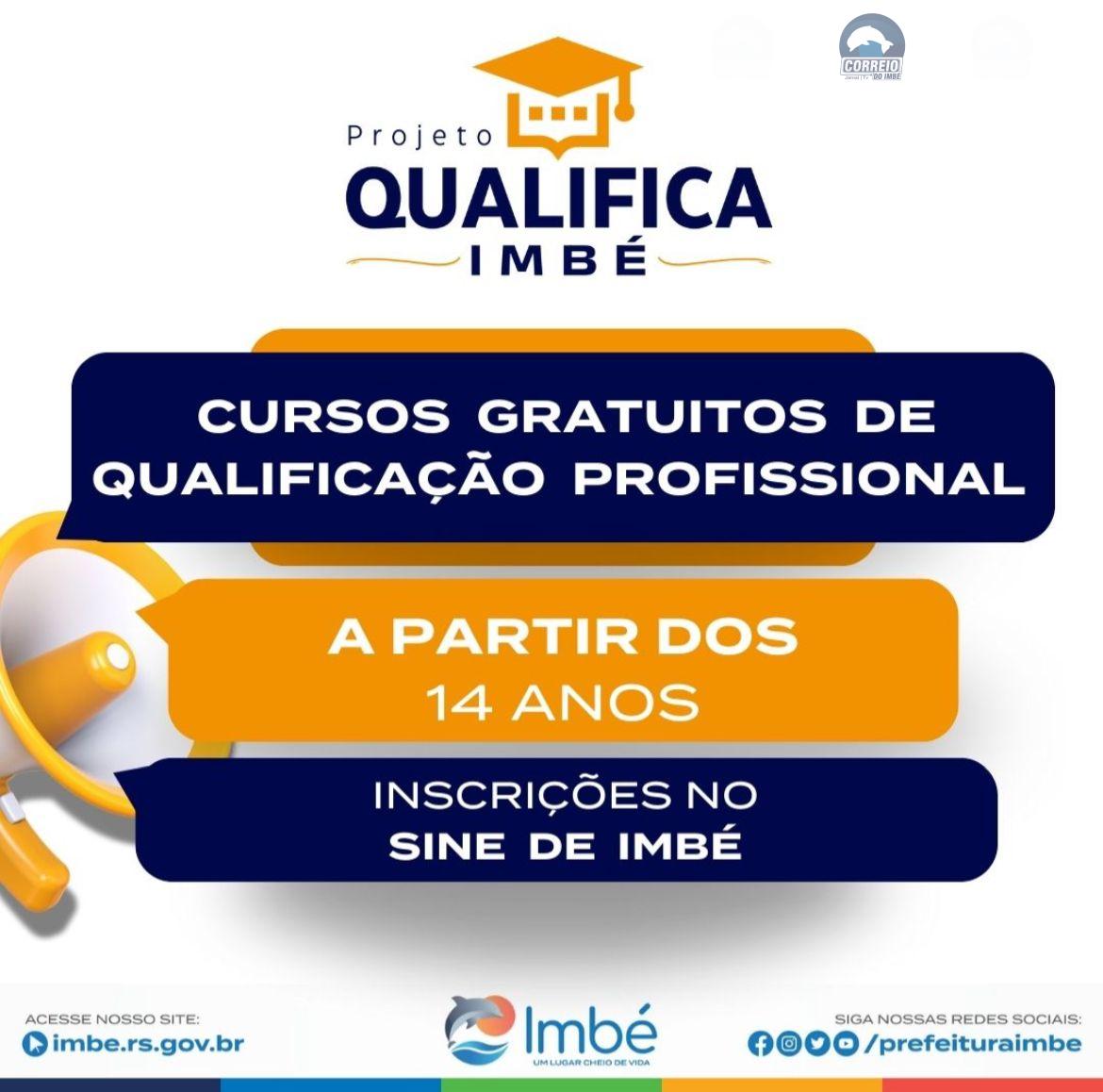 INSCRIÇÕES E VAGAS DO PROJETO QUALIFICA IMBÉ ESTÃO ENCERRANDO