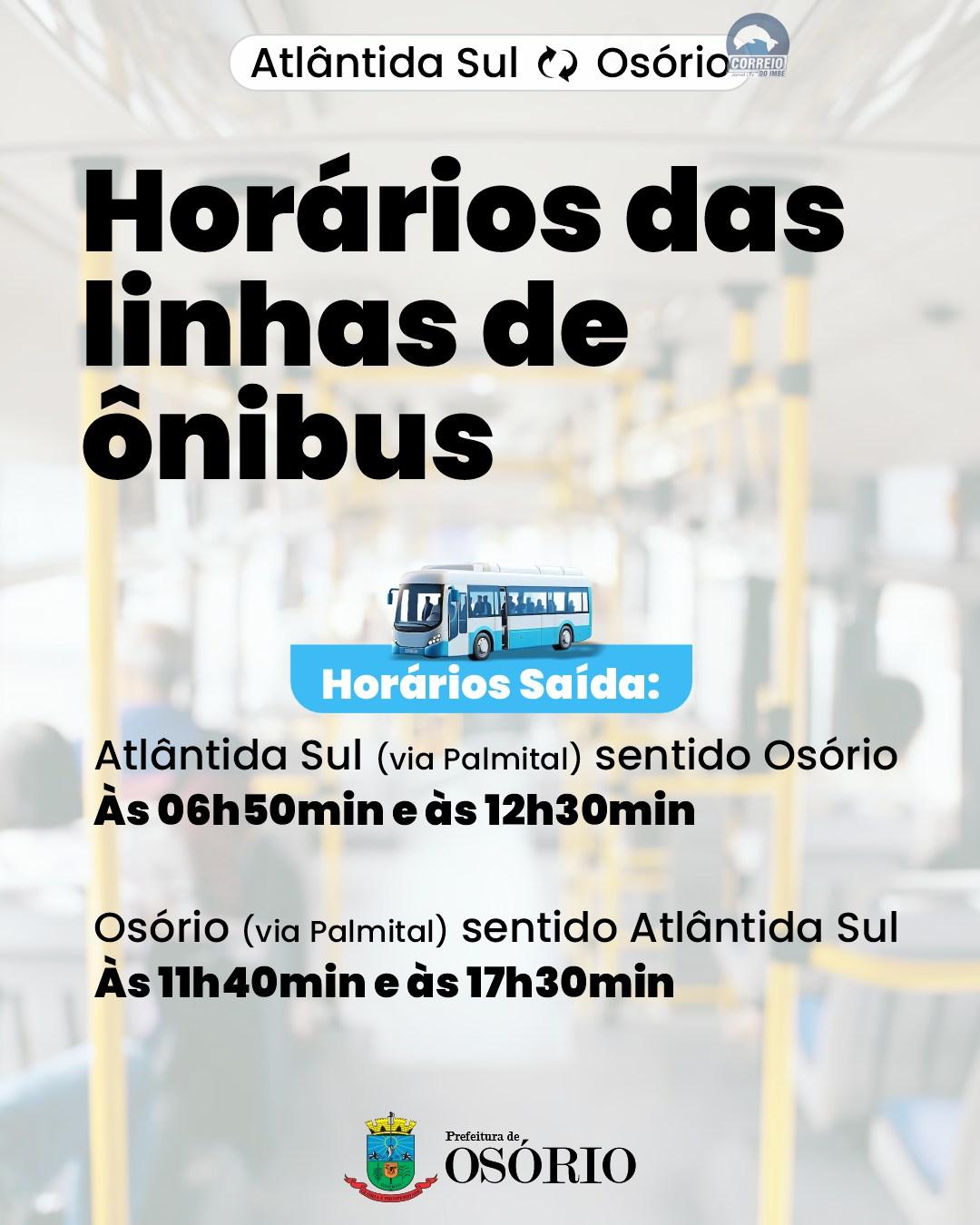 LINHA DE ÔNIBUS ENTRE CENTRO DE OSÓRIO ATÉ MARIÁPOLIS, POR PALMITAL, ENTRA EM OPERAÇÃO NESTA SEGUNDA-FEIRA