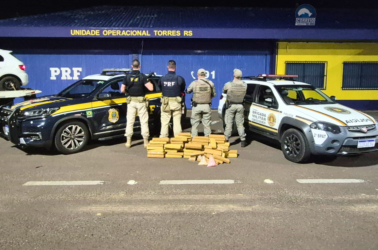 PRF prende homem com maconha e ecstasy em carro após fuga em Torres