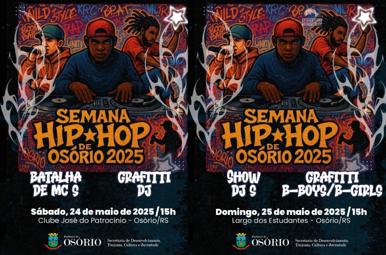 Semana do hip-hop vai iniciar neste sábado em Osório com intervenção artística em grafite