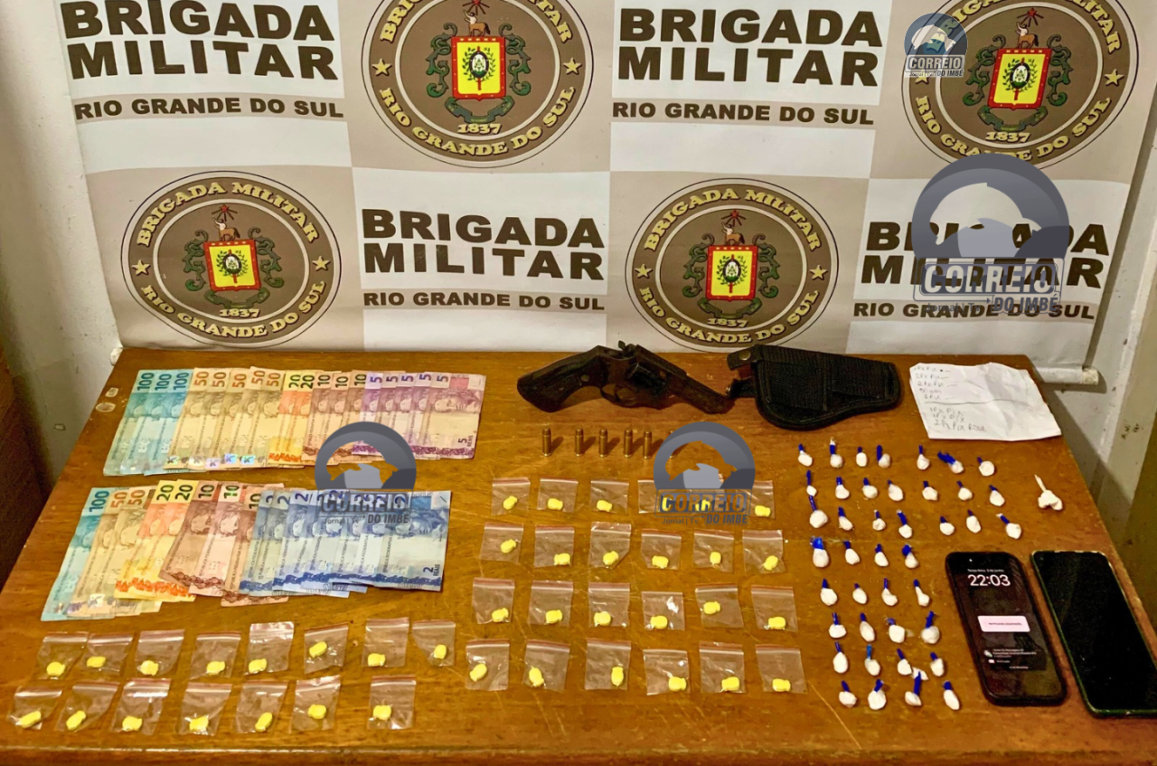 Ação da Força Tática resulta em prisão de dois homens por tráfico e porte ilegal de arma em Cidreira
