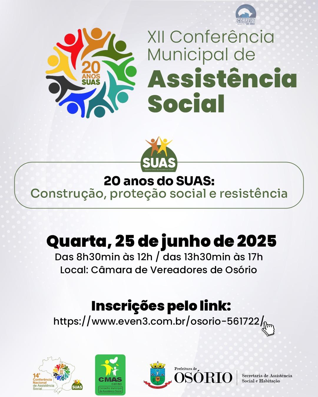 XII Conferência Municipal da Assistência Social será realizada na próxima quarta-feira em Osório
