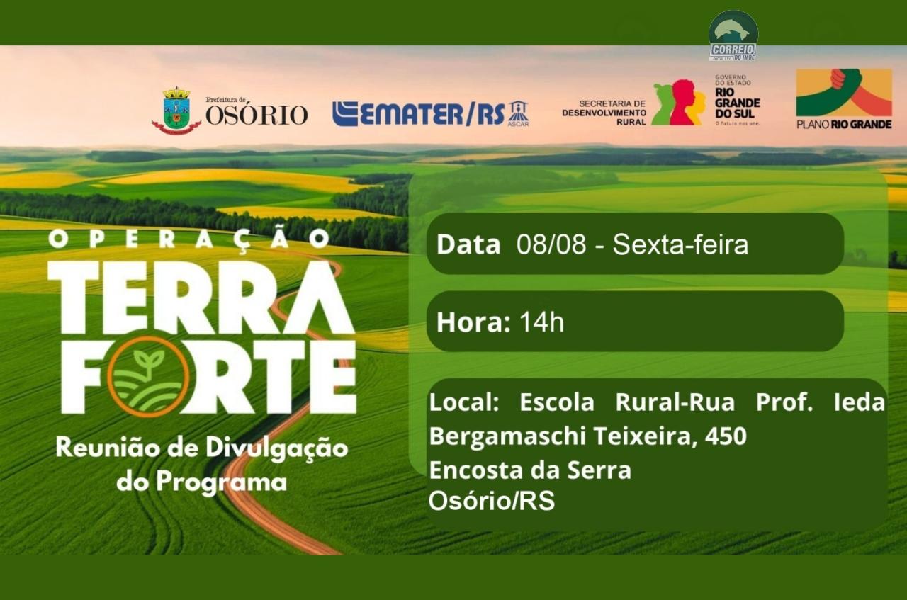 Emater realizará capacitação de produtores da agricultura familiar sobre o programa Terra Forte na próxima sexta-feira