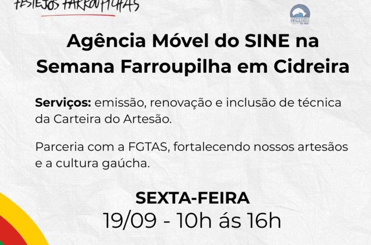 Agência Móvel do SINE na Semana Farroupilha em Cidreira.