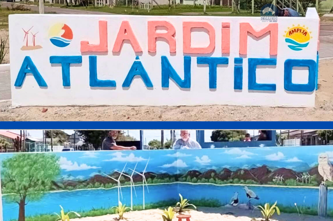 Jardim Atlântico ganha letreiro e mural em ação comunitária em Tramandaí