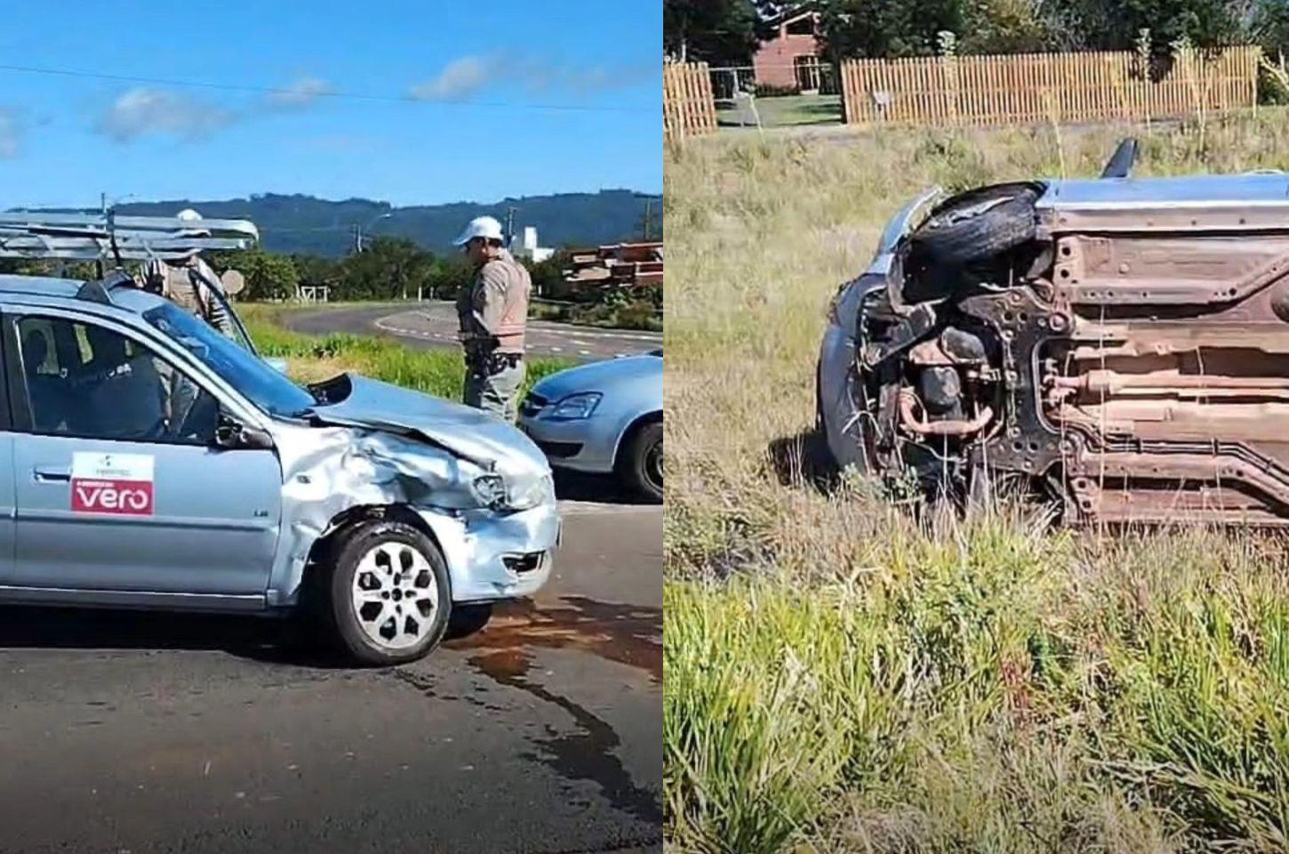 Acidente de trânsito provoca capotamento na RST-101 em Osório na manhã desta terça