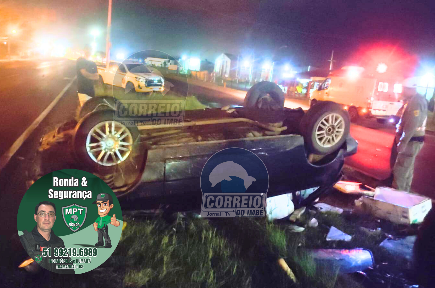 🚨 Motorista sai da pista, capota e colide contra poste na ERS-030 em Tramandaí