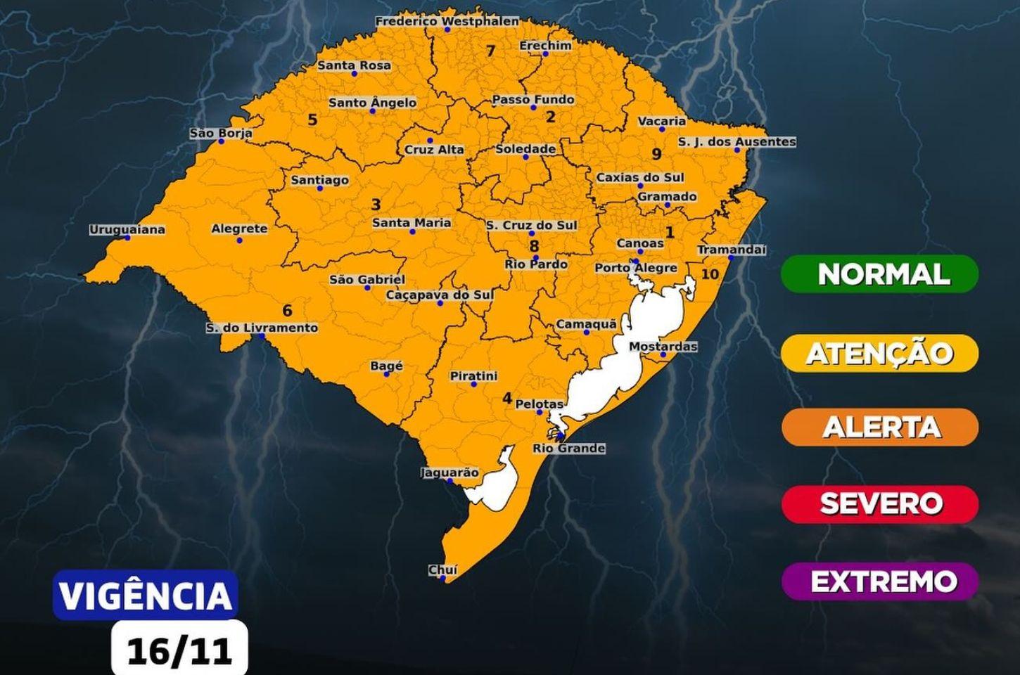 O Centro de Monitoramento da Defesa Civil Estadual atualiza as condições meteorológicas para os próximos dias: 