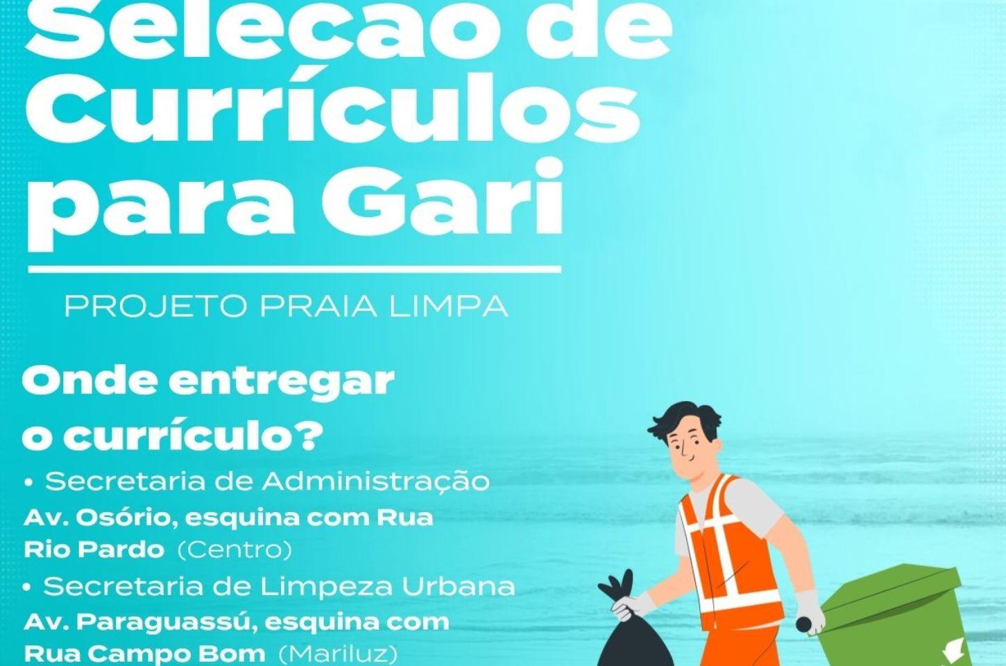 Prefeitura de Imbé abre inscrições para seleção de gari do Projeto Praia Limpa
