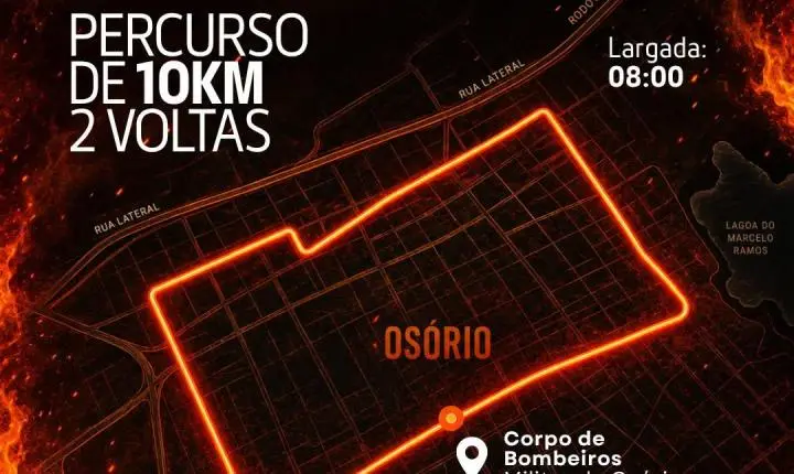 2° Fire Run vai alterar o trânsito de Osório no próximo domingo para prova de corrida dos bombeiros