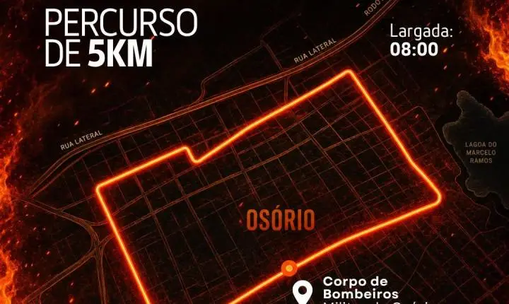 2° Fire Run vai alterar o trânsito de Osório no próximo domingo para prova de corrida dos bombeiros