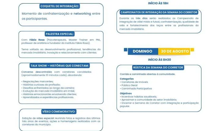 4ª edição da Semana do Corretor de Imóveis de Imbé terá programação especial