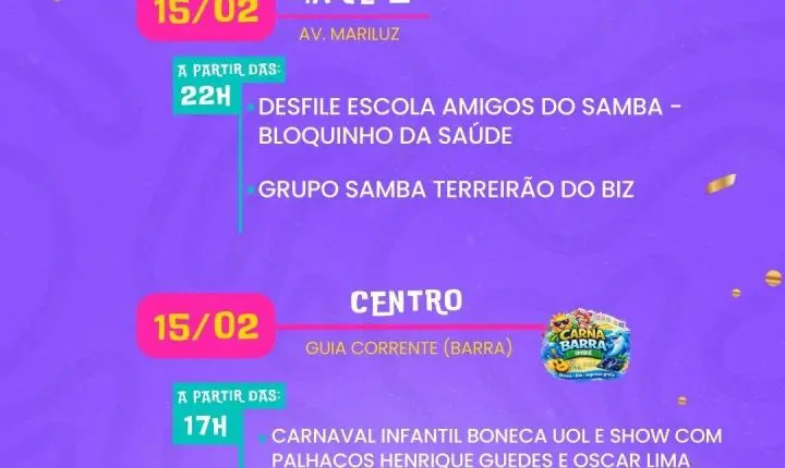 CARNAVAL DE IMBÉ TERÁ AMPLA PROGRAMAÇÃOCARNAVAL DE IMBÉ TERÁ AMPLA PROGRAMAÇÃO