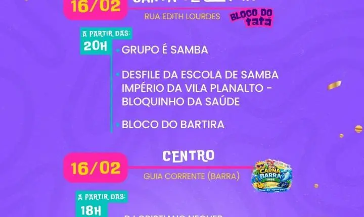 CARNAVAL DE IMBÉ TERÁ AMPLA PROGRAMAÇÃOCARNAVAL DE IMBÉ TERÁ AMPLA PROGRAMAÇÃO