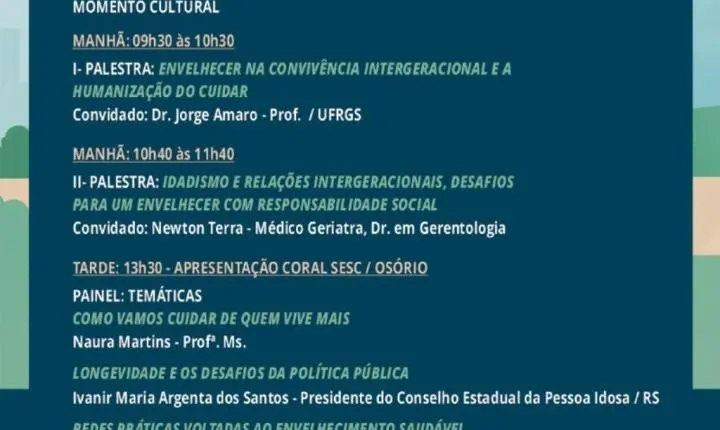 II Seminário Municipal de Envelhecimento e Longevidade debate os desafios das políticas públicas para uma sociedade que vive mais