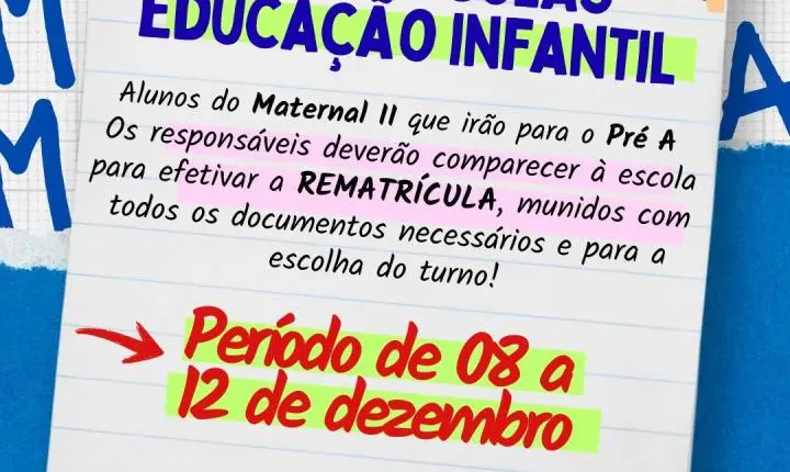 Imbé divulga calendário de matrículas, rematrículas e transferências para o ano letivo de 2026
