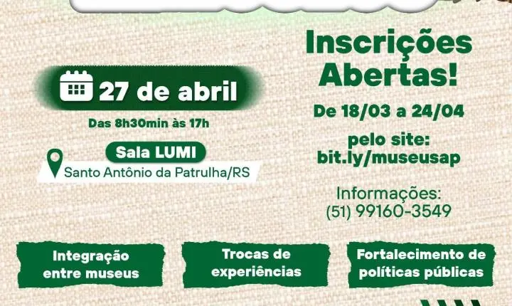 📝 Inscrições abertas para o 3º Encontro Regional de Museus em Santo Antônio da Patrulha!