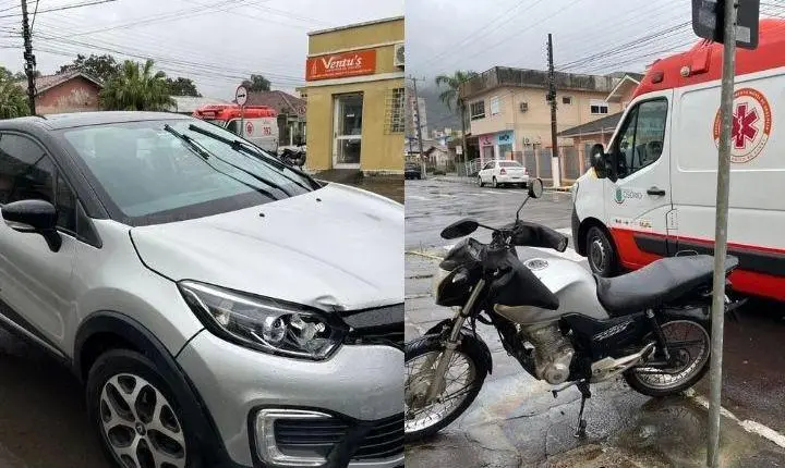 Motociclista fica ferido após colisão com carro no Centro de Osório