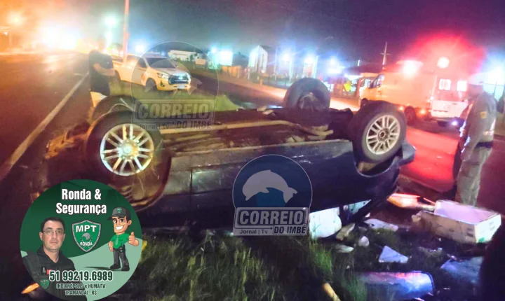 🚨 Motorista sai da pista, capota e colide contra poste na ERS-030 em Tramandaí
