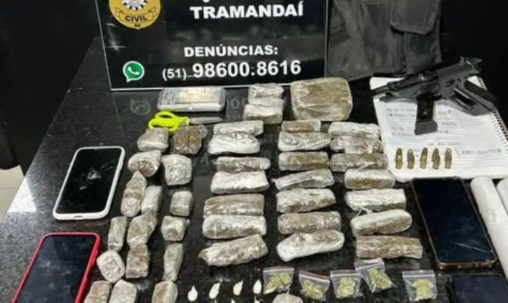 POLÍCIA CIVIL PRENDE DOIS INDIVÍDUOS EM FLAGRANTE POR TRÁFICO DE DROGAS E POSSE IRREGULAR DE ARMA DE FOGO COM NUMERAÇÃO SUPRIMIDA EM TRAMANDAÍ