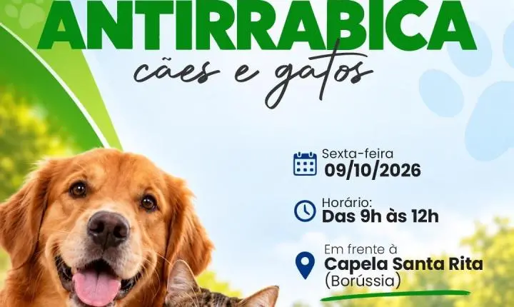  PREFEITURA DE OSÓRIO PROMOVE VACINAÇÃO ANTIRRÁBICA PARA CÃES E GATOS NA BORÚSSIA NA SEXTA-FEIRA