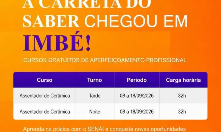 Última semana para inscrições no curso gratuito Carreta do Saber em Imbé